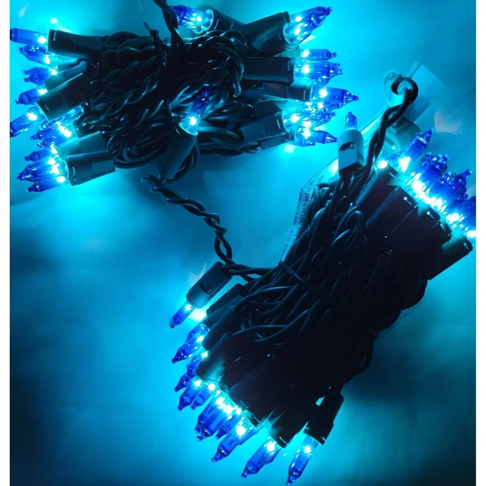 4 Box Holiday Time 100ct Mini Blue String Light 20ft Green Cord Christmas Easter